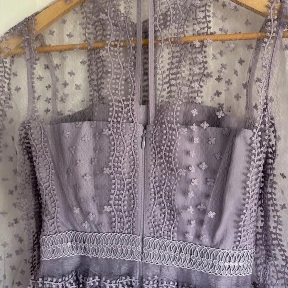 NEW Self-Portrait Lilac Purple Tiered Midi Dress | size UK 6 / US 2 - Picture 13 of 13